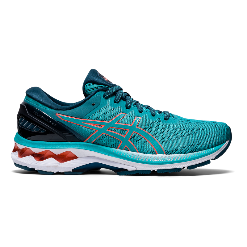 Asics Gel Kayano 27 - Techno Cyan - Sunrise Red