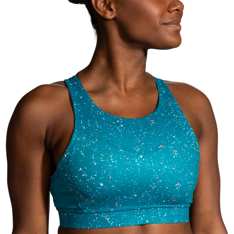 Brooks Drive 3 Pocket Run Bra - Lagoon Speckle Print