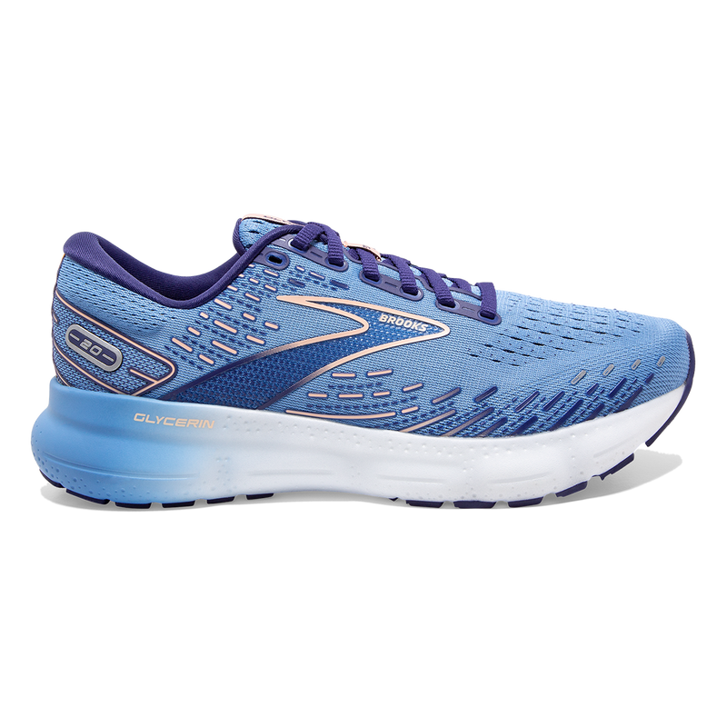 Brooks Glycerin 20 - Blissful Blue - Peach - White