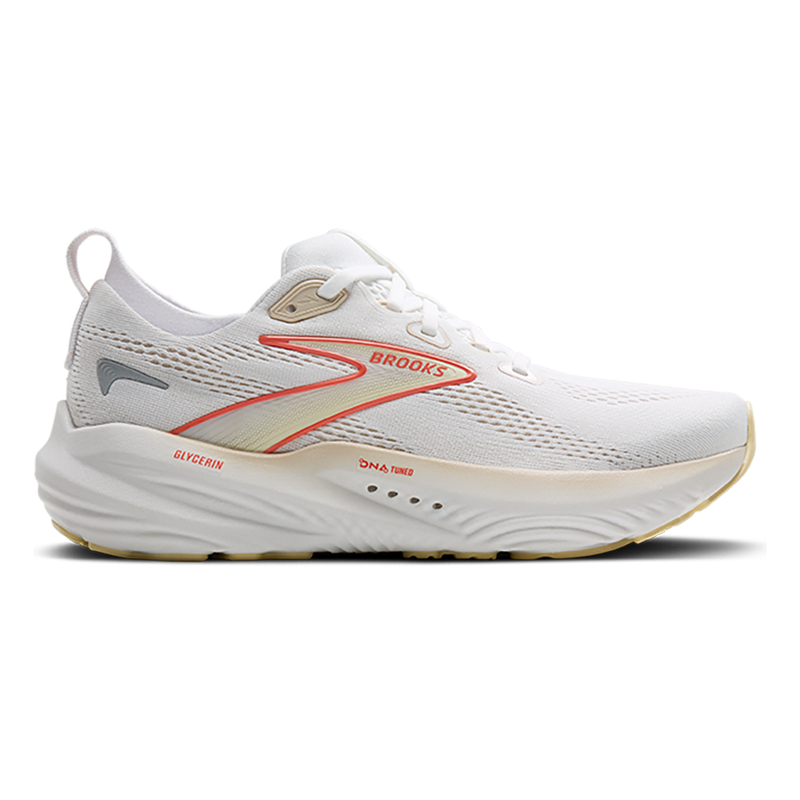 Brooks Glycerin 22 White - Almond Peach - Hot Coral
