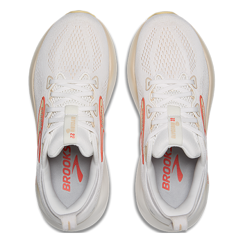 Brooks Glycerin 22 White - Almond Peach - Hot Coral