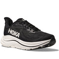 Quarter turn view Women's Hoka Footwear style name Clifton 10 in color Black/ White. Sku: 1162031-BWHT