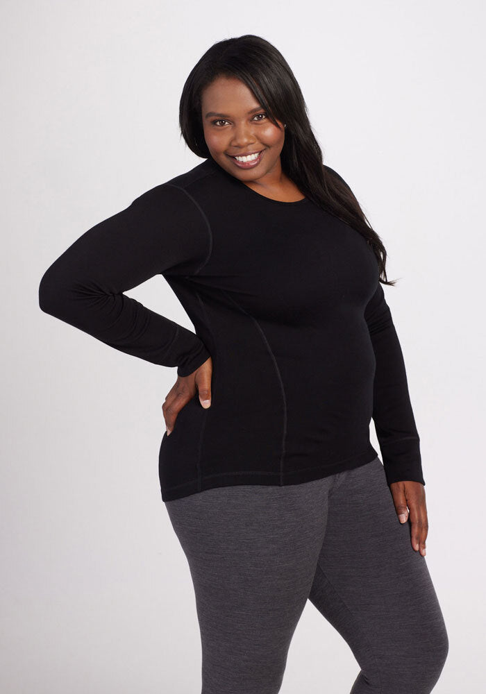 Model wearing Hannah top - Black | Le'Quita is 5'11", wearing a size XL