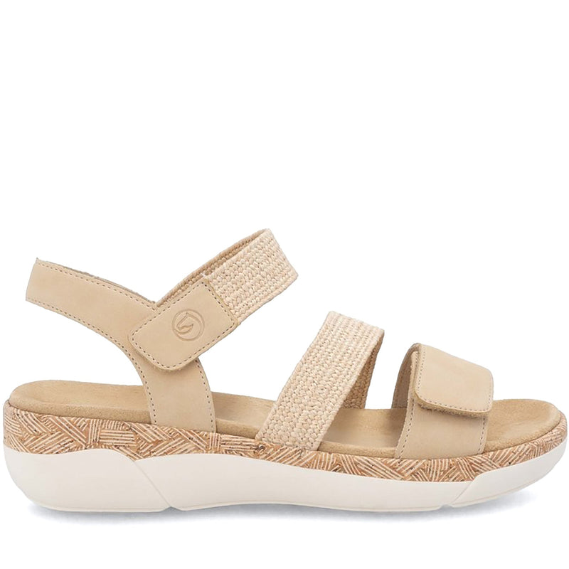 Quarter turn Women's Remonte Footwear style name Jocelyn 61 in color Tan/ Stroh. Sku: R6861-20