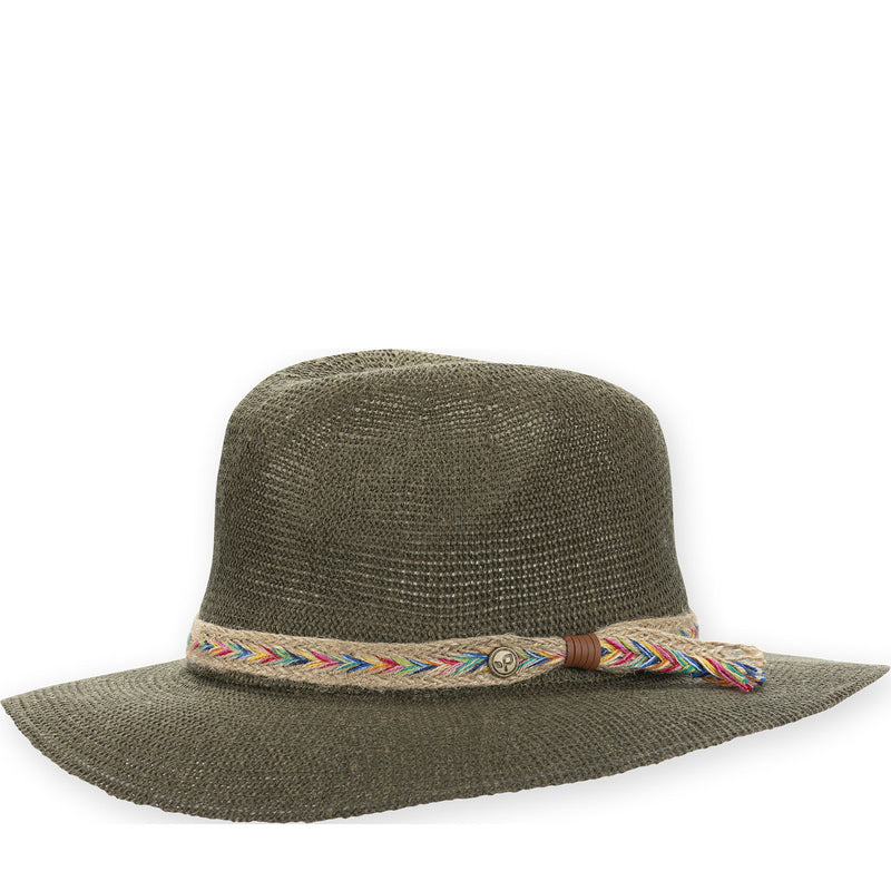 Quarter turn Women's Pistil Hats style name Luka Linen Hat in color Olive. Sku: 0028-OLIVE