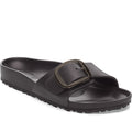 Quarter turn Women's Birkenstock Footwear style name Madrid Eva Big Buckle Narrow in color Black. Sku: 1029635