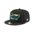 Front Left View of the New Era Rays MLB COOP WOOL 5950 TAMRAYCO OTC 1998