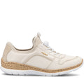 Quarter turn Women's Rieker Footwear style name Nikita F0 in color Porzellan Lugano. Sku: N42F0-60