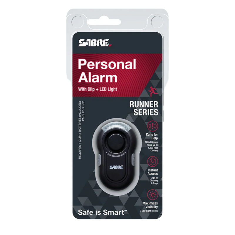 Sabre Clip-On Personal Alarm with LED Safety Light