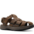 Quarter turn Men's Clarks Footwear style name Saltway Cove Wide in color Dark Brown Leather. Sku: 26176900W