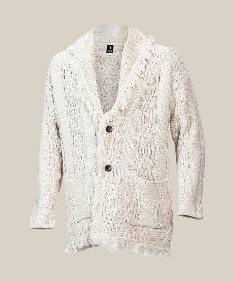 Solstice Ash White V-Neck Heritage Cardigan - Espiritu