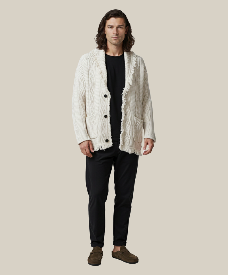 Solstice Ash White V-Neck Heritage Cardigan - Espiritu